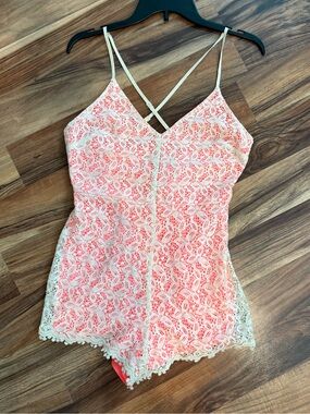 NWT Lace Romper with Cream Overlay